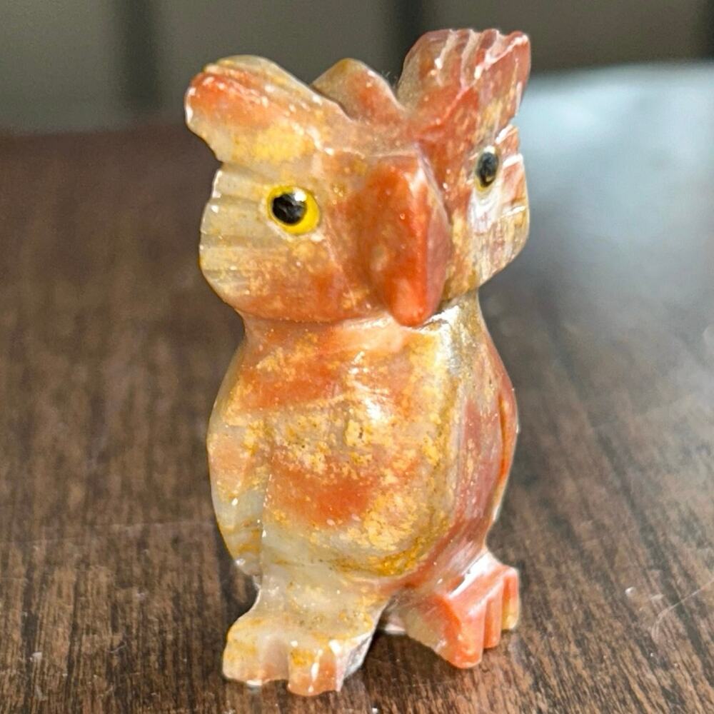 Vintage Hand Carved Stone Owl Figurine 1.5” Tall from Peru